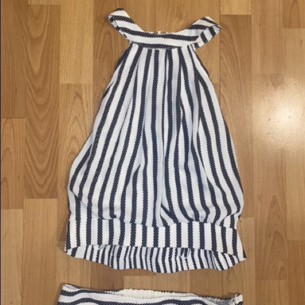Arden B Black White Stripe Two Piece Set Halter Top Wide Leg Pants Small Y2K - Picture 3 of 11